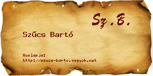Szűcs Bartó névjegykártya